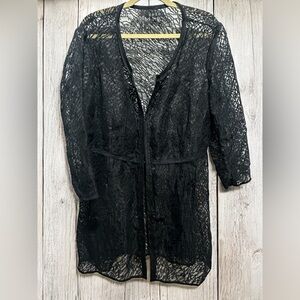 ZOZO Black Lace Sheer Jacket Whimsigoth Fairycore Minimalist Size XL